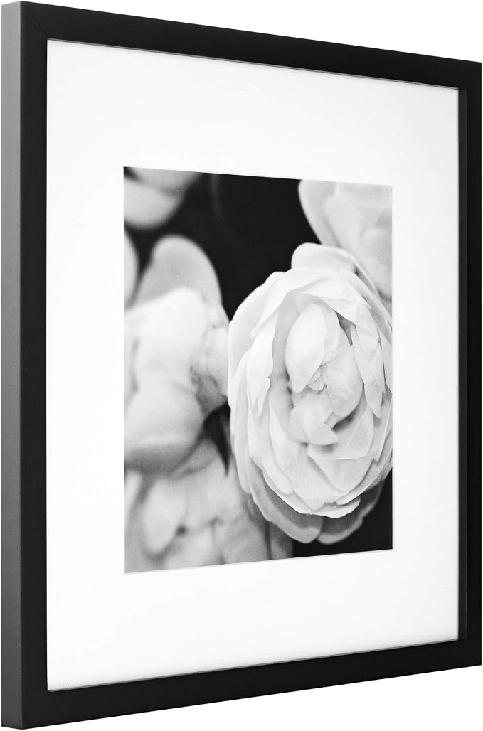 Gallery Perfect 12x12 Picture Frames, 9 Piece Set with Real Glass Cover for 8x8 Photos With Mat, Picture Frames Collage Wall Decor for Gallery Wall, Home Decor, Black