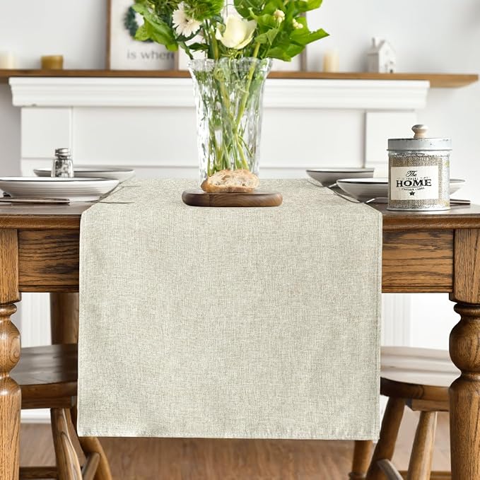 Artoid Mode Beige Table Runner, Seasonal Summer Fall Washable Kitchen Dining Table Decoration for Home Party Decor 13x120 Inch