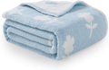 Snuggle Sac Flower Throw Blanket for Couch, Fuzzy Microfiber Warm Winter Daisy Floral Blankets, Sunflower Throws Gifts, Flower Blue, 50x60 inches