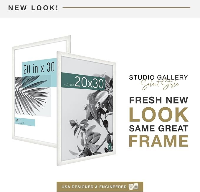 MCS Studio Gallery Poster Frame, 20x30, White Woodgrain, 1-Pack