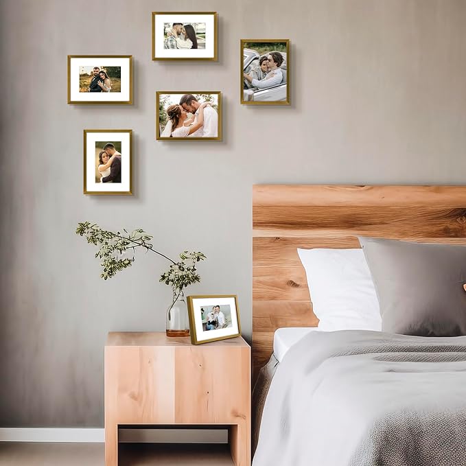 Frametory 6x8 Bronze Aluminum Metal Picture Frame Mat for 4x6 Glass