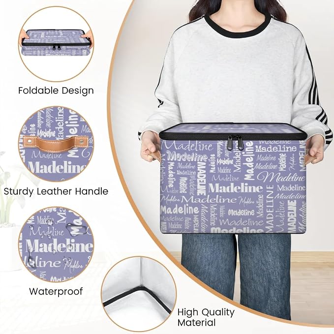 Custom Name Storage Basket, Personalized Keepsake Box, Haze Purple