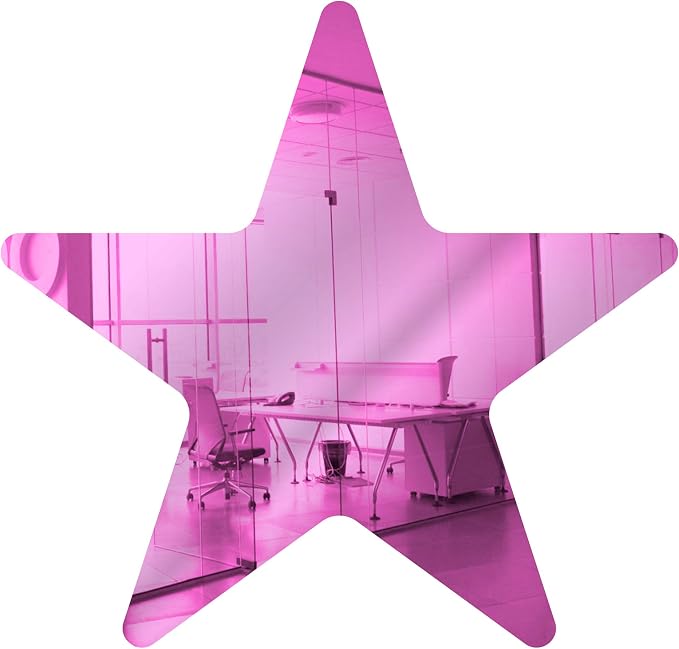 Marketing Holders Acrylic Mirror 8" Pink Star Flat DIY Smooth Edge Blank Plexiglass Tiles .118 3MM Thick Rounded Corners Decor for Baby Showers Nurseries Birthdays Spas and Salons Nightclubs