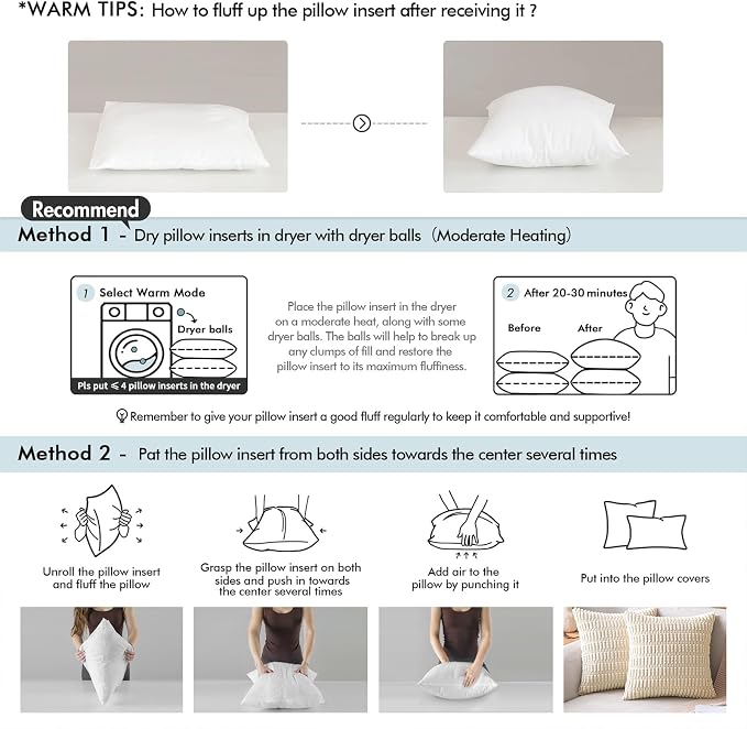 MIULEE 12x20 Pillow Inserts, Fluffy Down Alternative Filling Pack of 2 | Ultra Soft Lumbar Throw Pillows for Sofa Couch Bed,Fluffy and Structured Filling for long-lasting shaping, Pipe Design