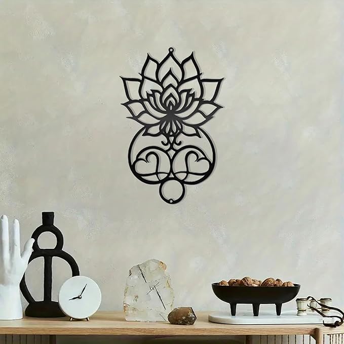 DUOOLN Metal Mandala Wall Art, Lotus Flower Yoga Decor,Sacred Geometry Sign