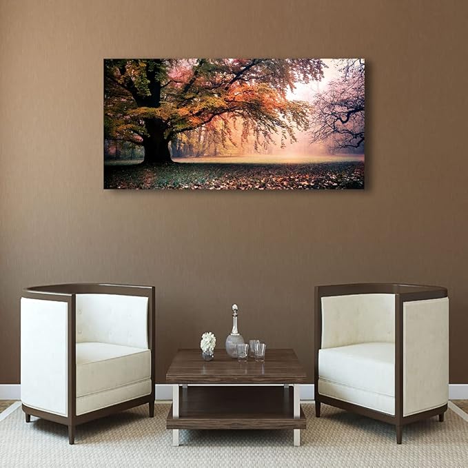 Tree of Life Wall Art Canvas Prints Natural Landscape Picture Home Decor Colorful Forest Paintings for Living Room Bedroom Bathroom Kitchen Decorations 20x40 Wooden Framed Artwork Easy Hanging