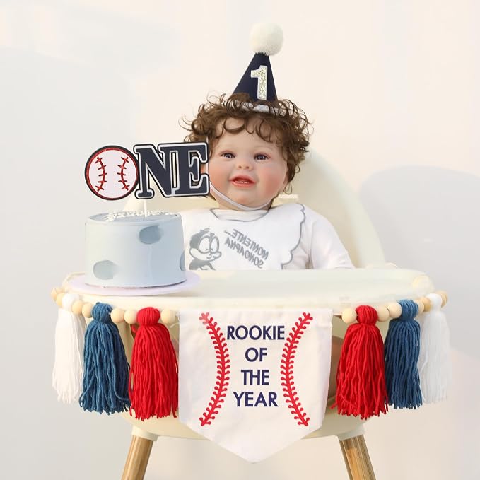 Rookie of The Year First Birthday Decorations for Boy One High Chair Banner