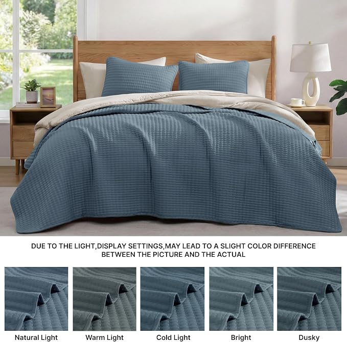 WRENSONGE Twin Quilt-Lightweight Bedspreads Blue Twin Quilt Bedding Set | Soft Coverlet with Pillow Sham for All Seasons, Suitable for Bed & Couch, 2 Pieces, 66"x92"