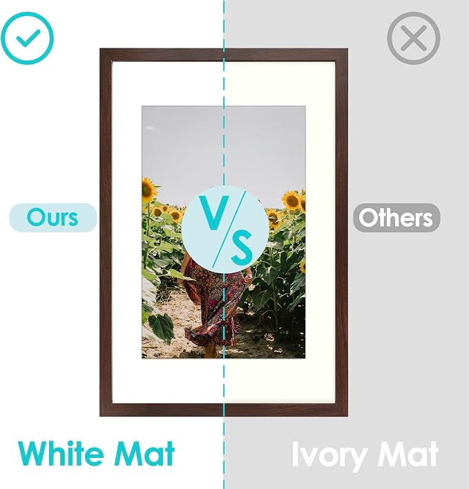 Frametory 2 Pack 16x24 Brown Picture Frame with Real Glass Mat for 12x18