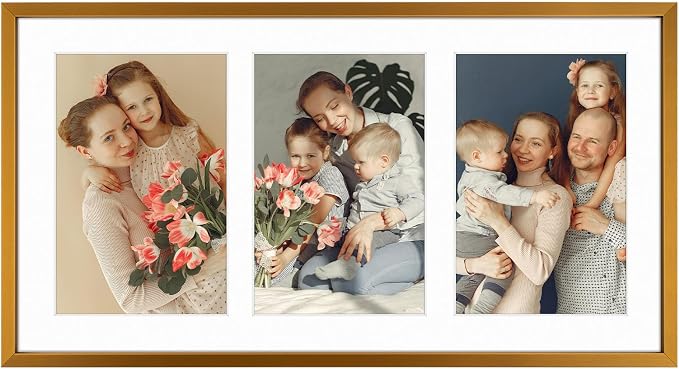 Golden State Art 8.5x16.3 Collage Frame for 3 5x7 Photos Bronze 1 Pack
