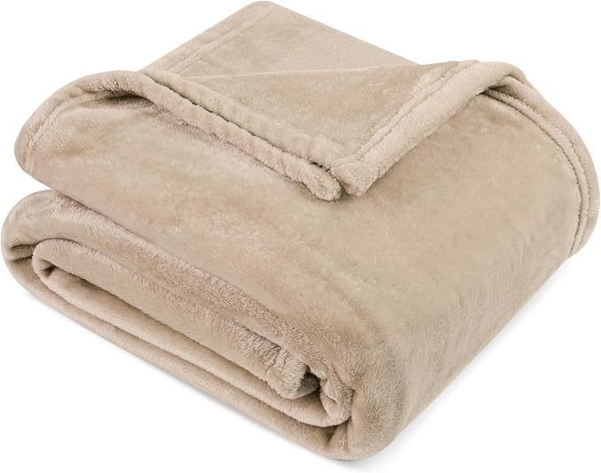 PAVILIA Taupe Fleece Throw Blanket for Couch Twin Size, Light Brown Super Soft Fuzzy Flannel Throw for Sofa, Luxury Plush Microfiber Blanket Twin Bed, Home Decorative Velvet Gift Blanket, 60x80