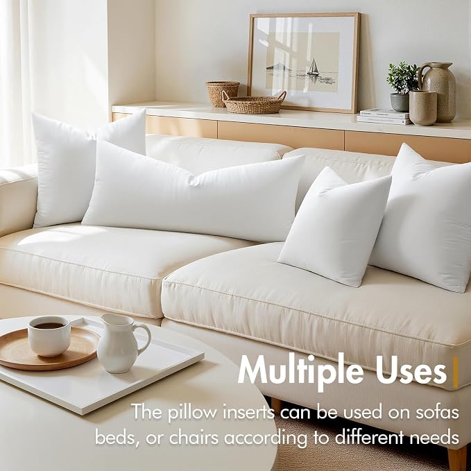 MIULEE 14x26 Down Alternative Pillow Insert, Soft Throw Pillow for Sofa Bed | Fluffy and Firm Pillow, for Couch Bed Sofa