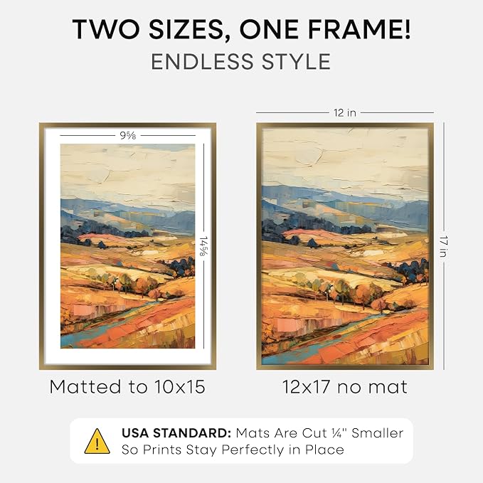 Homeforia 12x17 Bronze Picture Frame, High-End Metal, 10x15 Mat, Glass