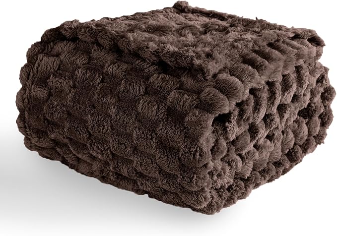 Excervent Big 3D Clouds Stylish Blanket for Bed, 60x80 Inches, Brown | Big Decorative Fuzzy Flannel Fleece Throw Blanket for Sofa Bed Couch, Super Soft Cozy, Suitable for All Seasons
