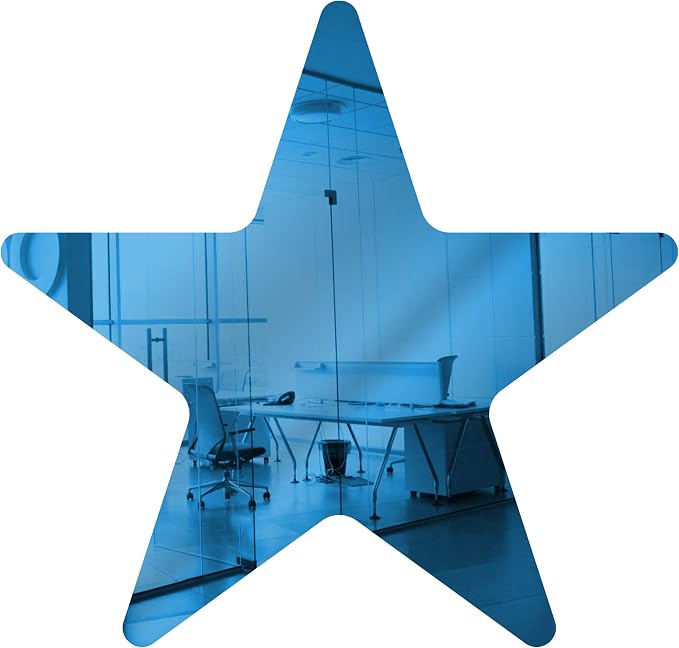 Marketing Holders Acrylic Mirror 9” Medium Blue Star Flat DIY Smooth Edge Plexiglass .118 3MM Thick Rounded Corners Decor for Spas Salons School Projects Science Classrooms Gift Shops