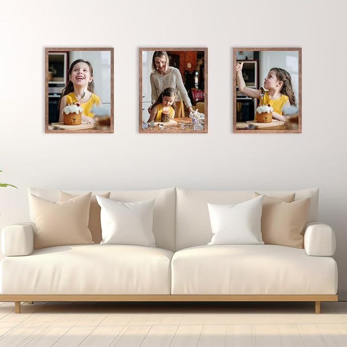 kennethan 11x14 Picture Frame Rotten Brown 3 Pcs in 1 set Frame can Display 8x10 Picture with Mat or 11x14 Without Mat on the Wall
