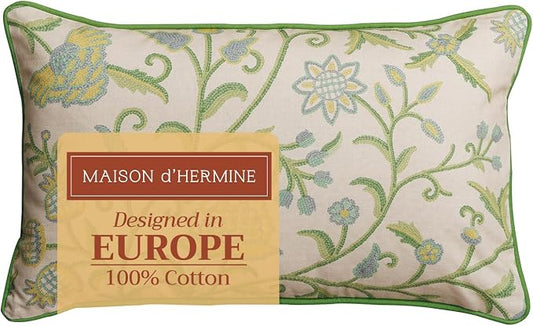 Maison d' Hermine Throw Pillow Covers 100% Cotton (12" x 20" - Pack of 1)