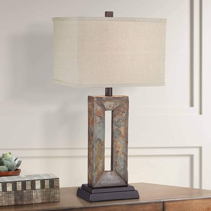 Tahoe 26" Tall Table Lamp Set of 2 Rectangle Faux Slate Rustic
