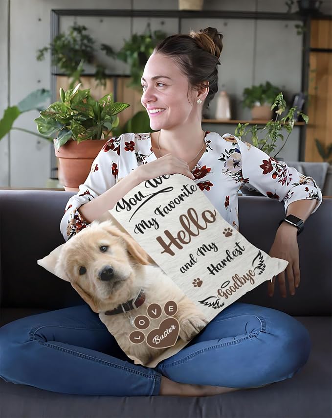 Alienc Personalized Pet Memorial Gifts for Dogs Cats, Custom Pet Memorial Throw Pillow Cover (Optional Pillow Insert), Loss of Dog Sympathy Gift