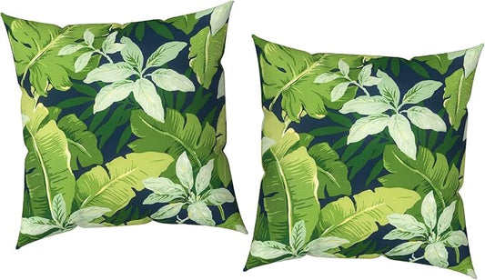 Outdoor Pillow Covers 16x16 Inch Set of 2 Waterproof Decorative Throw Pillow Covers Patio Pillow Cases for Patio Furniture Garden Couch Farmhouse,Jungle Leaves