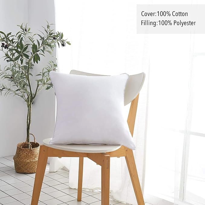 Leeden 14 x 36 Pillow Inserts (Set of 1) - Throw Pillow Inserts with 100% Cotton Cover - Rectangle Interior Sofa Pillow Inserts with Zipper for Sofa, Couch and Home Decor- White