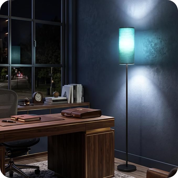 Slim Floor Lamp for Living Room with Magnetic Remote and Foot Switch, Dimmable Mood Lamp for Bedroom Nursery, 3 Color Temperatures, 1-Hour Timer, 900LM LED Bulb & Batteries Included, Teal J06LD05W1
