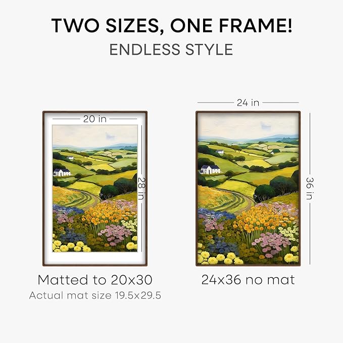 Homeforia 24x36 Mortise&Tenon Walnut Poster Frame, 20x30 Mat, Glass