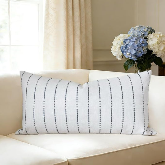 Slow Cow Linen Embroidery Decorative Lumbar Throw Pillow Cover Rectangular Pillowcase Cushion Cover for Bed Couch Sofa 12 x 24 Inches Dark Gray