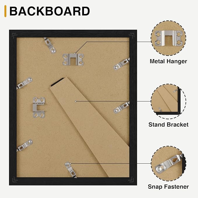 Vittanly 8x10 Picture Frames Set of 9, Black&Walnut Brown&White | Display Pictures 5x7 with Mat or 8x10 without Mat, Small Photo Frames, Engineered Wood with Shatter Resistant Plexiglass