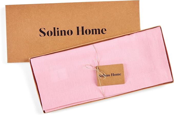 Solino Home 100% Pure Linen Table Runner Pink Lemonade, Fete 14 x 90 in | dresses up dining tables for everyday meals, European flax fibres, durable everyday quality, soft, fine, OEKO-TEX Certified
