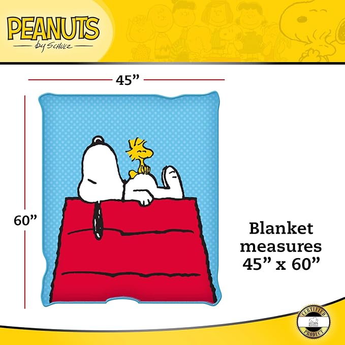 Silver Buffalo Peanuts Snoopy and Woodstock, Fleece Throw Blanket, 45x60in | Soft and Cozy, 180 GSM