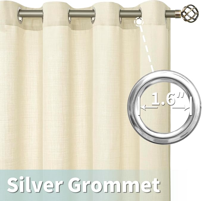 Beige Polyester Curtains 84 Inch Length for Living Room, Grommet Top Thick Light Filtering Drapes Privacy Boho Neutral Panels for Farmhouse/Bedroom, 2 Panels Set, 52 x 84 Inch, Light Beige | Light Filtering, Semi Sheer, Privacy Protected, Boho, Neutral...