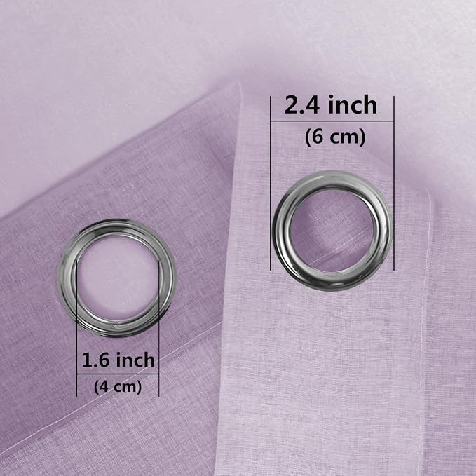 DWCN Lavender Faux Linen Ombre Sheer Curtains - 84 inches Long Gradient Semi Voile Curtains for Bedroom and Living Room, Set of 2 Grommet Top Window Curtain Panels, 52 x 84 Inches Long, Lavender