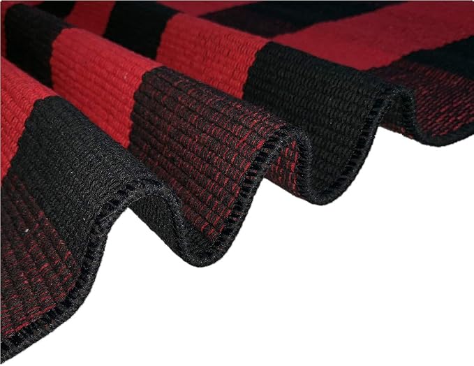LEVINIS Christmas Door Mat 2'×3' for Kitchen/Bathroom/Entry Way/Laundry Room/Living Room, Red&Black