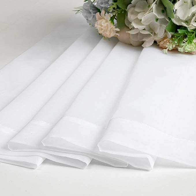 Simplebrand Sheer White Curtains 63 Inch Length 2 Panels, Rod Pocket Solid Color Window Sheer Curtain Panels, Elegant Curtains & Drapes for Living Room, Bedroom 2 Panels (White, 42" W x 63" L)