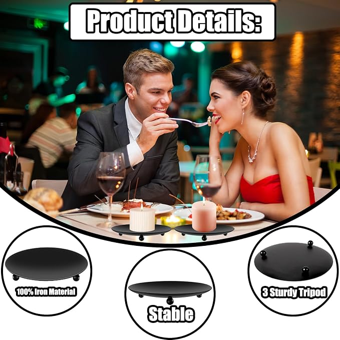 8 PCS Iron Plate Candle Holder,Candle Stand for LED & Wax Candles