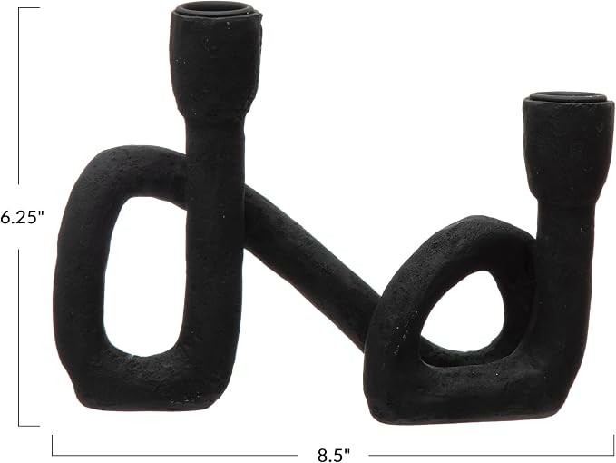 Bloomingville Decorative Resin Double Taper Candle Holder, Black (Pack of 8)
