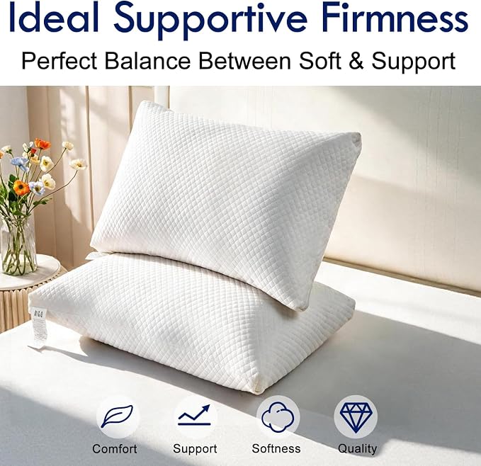 HITO Hotel Pillows Bed Pillows King Size Set of 2-100% Virgin Material Down Alternative Pillow - Soft Support for Back, Stomach, Side Sleepers