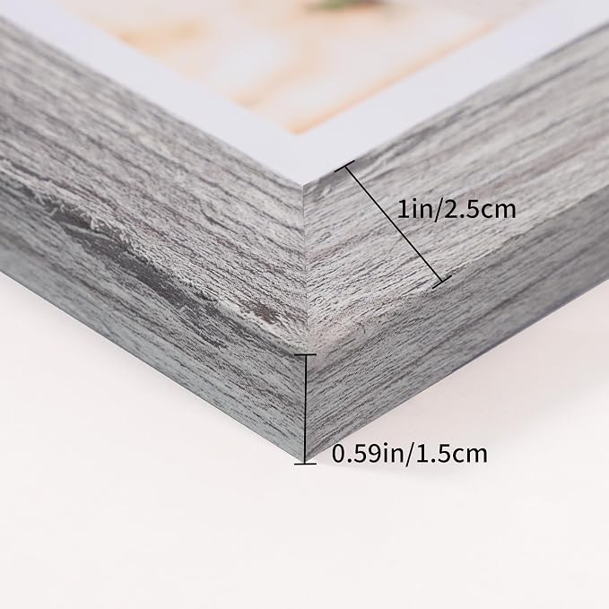 5x7 Collage Picture Frames Set of 2, Rustic Gray Wooden Real Glass Vertical Hanging 3 Opening 5 by 7 Photo Frame, Grey