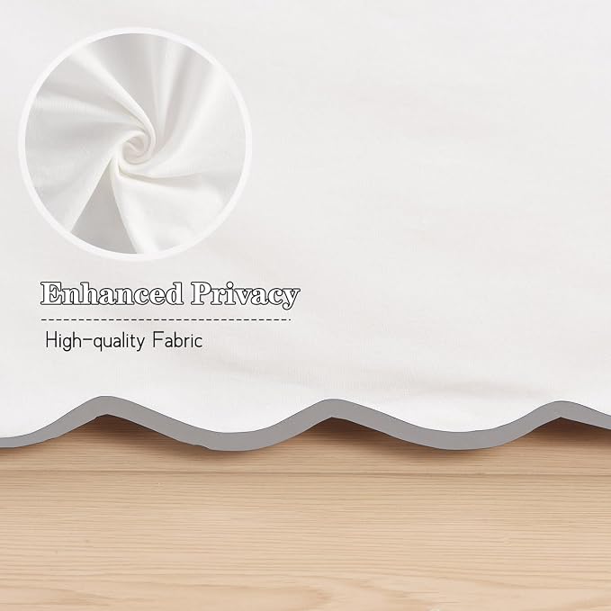 HIG Chic 14'' Twin BedSkirts Scallop Edge Pleated Dust Ruffle | Easy Fit, Anti-Slip, Thick Fabric for Enhanced Privacy, Pre-Washed for Long-Lasting Use, Off White/Light Gray
