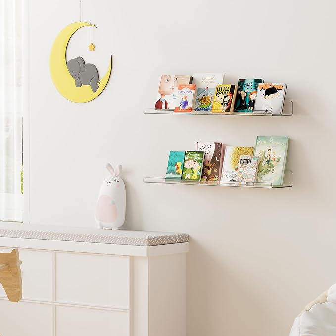 upsimples 23.6" Acrylic Shelves for Wall Storage and Organizer, 2 Pcs