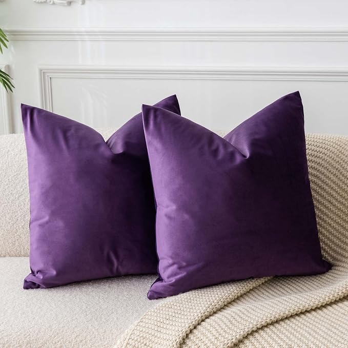 JUSPURBET 22x22 Decorative Velvet Throw Pillow Covers Set of 2,Purple