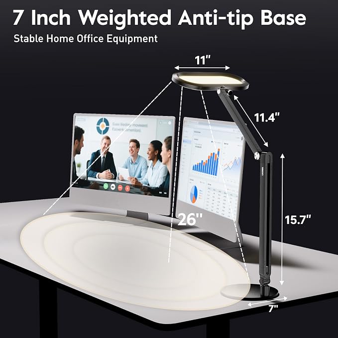 LitONES Premium LED Desk Lamp, Dual-Sided Soft Lighting with Knob Remote