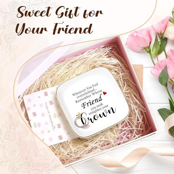 PUDDING CABIN Friend Gifts for Women Best Friend - Ring Dish Christmas Bff Birthday Gifts