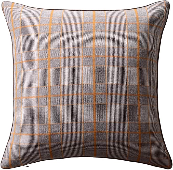 OiseauVoler 3D Sunflower Throw Pillow Covers Yellow Plaid 18 x 18 Inch | Handmade Decorative Pillowcases Gingham Yellow Vintage Floral for Home Bed Living Room Decor Dog Hair Resistant Indoor