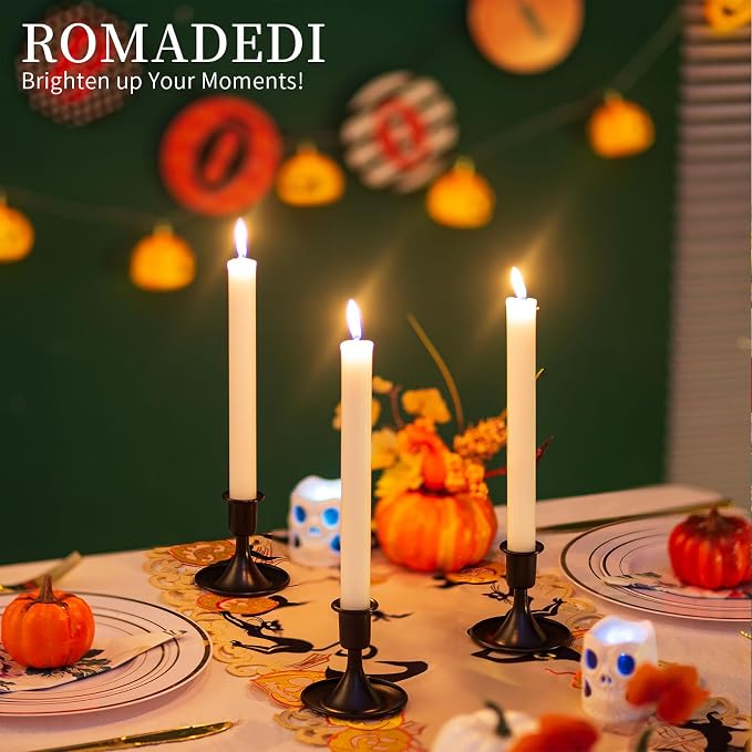 Black Candlestick Candle Holders for Taper ：12 PCS Romadedi Candle Stick Holder Set Vintage Table Centerpiece Halloween Decoration Wedding Christmas Fireplace Mantel Home Deocr