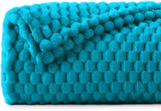 BEDELITE Jewel Blue Twin Blanket for Couch, Soft Cozy Gift for Women, 60*80 | 3D Jacquard Decorative Fleece Blanket, Super Soft Plush Throws, Cute Birthday Gift for Women & Men, Suitable for All Seasons