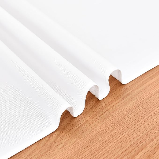 Faux Linen Table Runner Water Resistant 13 x 72 in, White | Farmhouse Rustic Table Runners, Coffee Table Runner, Dresser Runners for Bedroom, Living Room, Kitchen, Dining, Party