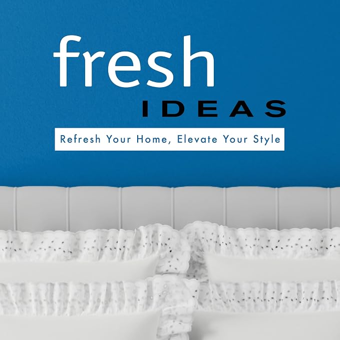 Fresh Ideas Eyelet Bed Skirt, Ruffled Design, 14 Inch Drop, Embroidered Scalloped Edge, California King, White
