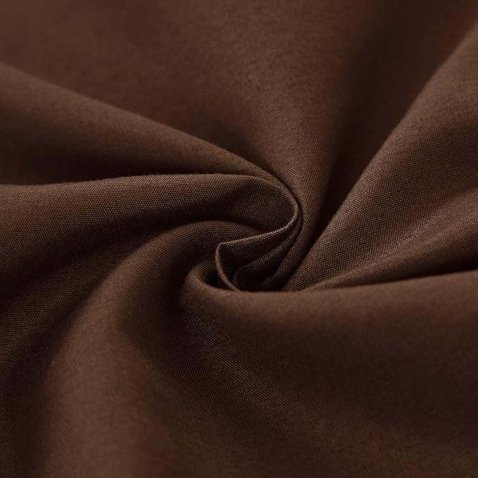 MEILA Wrap Around Elastic Bed Skirt for Twin & Full Beds, 14" Drop, Brown | Three-Side Adjustable Elastic Dust Ruffle, Ruffled Polyester Fabric, Easy to Install, Fade Resistant & Machine Washable
